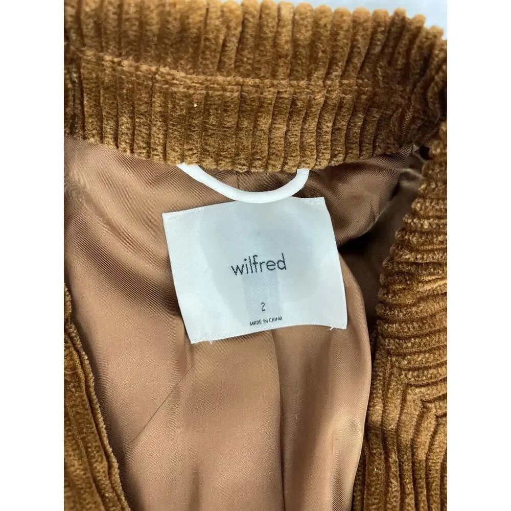 Wilfred Aritzia Women's Brown Double Breasted Corduroy Jacket‎ Blazer (2)